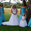 teal bridesmaid gowns